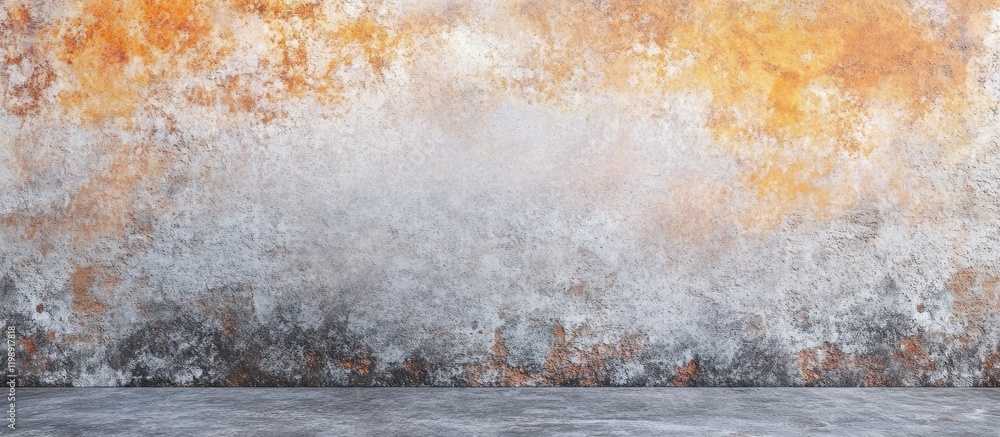 Poster textured abstract wall background with orange and gray hues and copy space for design elements