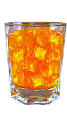 Refreshing orange drink with ice cubes.