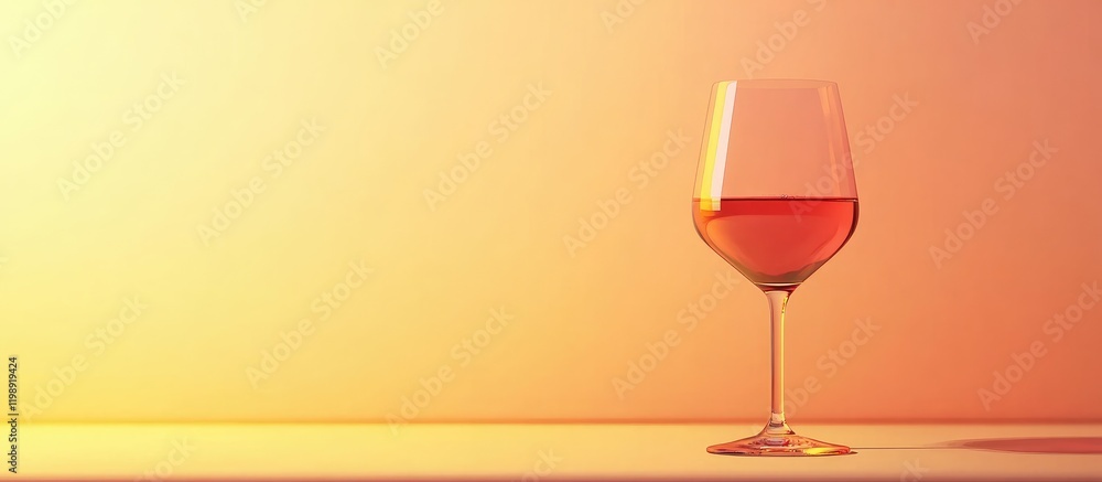 Aufkleber elegant wine glass with rose wine on a smooth surface against a warm gradient background with ample 