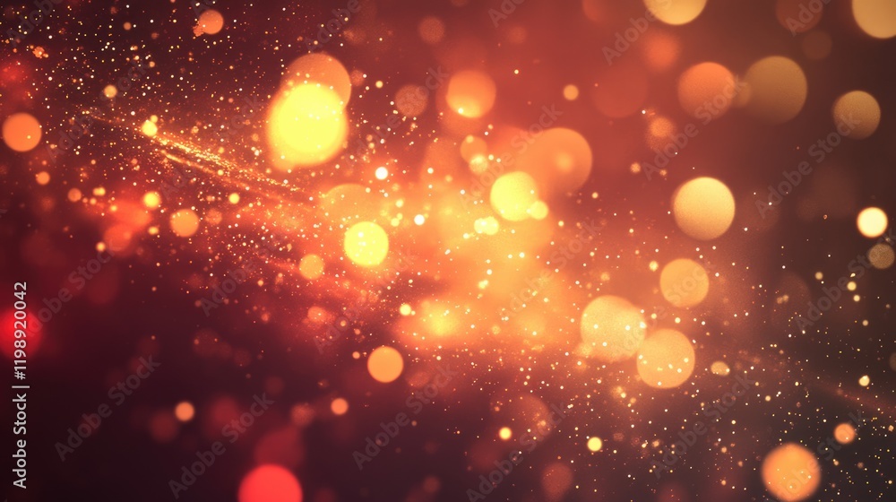 Poster abstract glowing bokeh background with warm golden tones and dust particles ideal for use with copy 