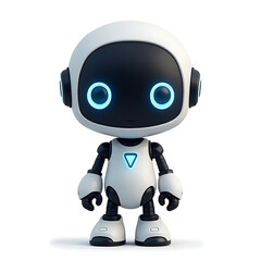 Adorable Futuristic Robot with Bright Blue Eyes and a Sleek White Design in a Digital Illustration