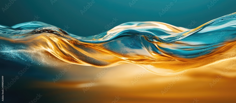 Aufkleber abstract colorful wave pattern with smooth flowing shapes in gold and blue tones copy space