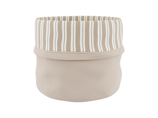 Beige Striped Fabric Storage Basket