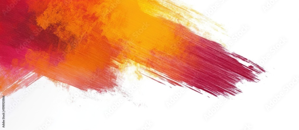 Poster colorful abstract paint strokes with vibrant hues of orange and red on white background creating cop