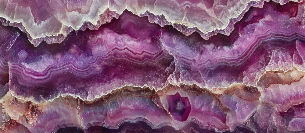 Poster colorful layers of agate stone background with purple and white bands displaying natural patterns an