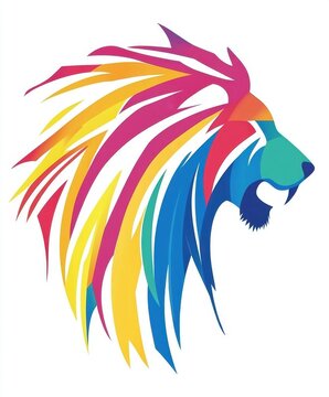 recommend clip art: Colorful geometric lion head