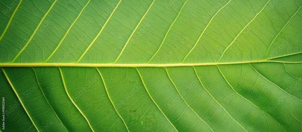 Poster close-up view of green leaf texture with visible veins and detailed surface pattern on soft backgrou