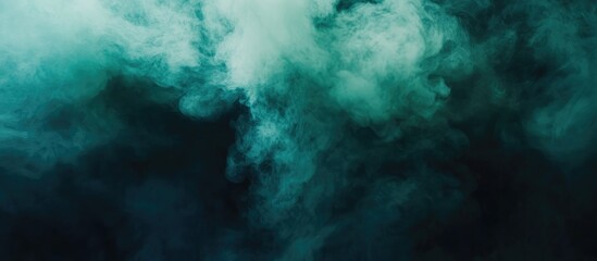 Obraz premium Dark teal smoke background with soft texture and swirling patterns suitable for creative compositions and copy space.