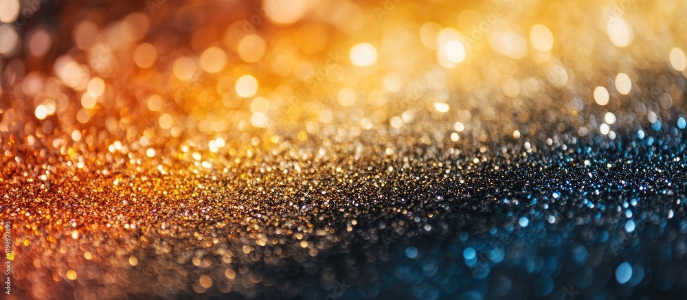 Poster abstract gradient background with bokeh light effects in warm orange and cool blue tones with copy s