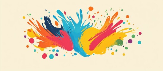 Colorful paint splashes and droplets on a light background with ample copy space for design elements and text placement.
