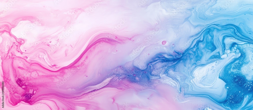 Poster abstract pink and blue fluid watercolor background with smooth flowing lines and copy space for text