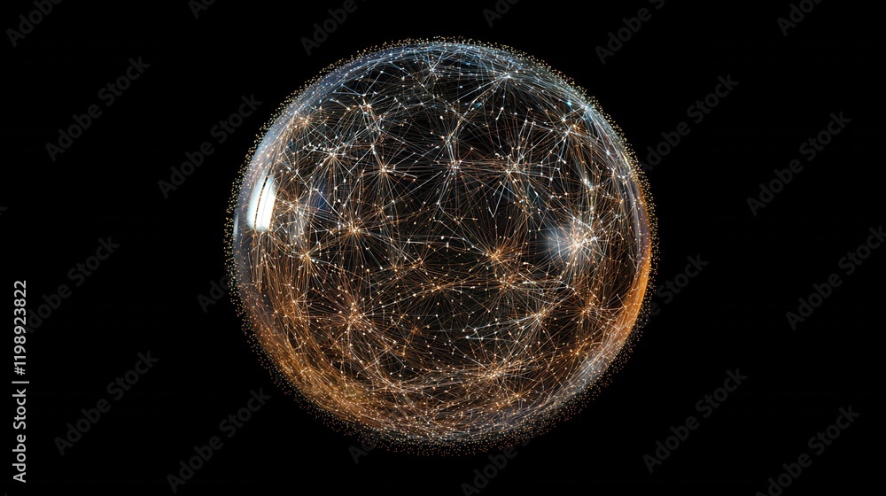 Poster sphere shaped background with connecting lines and dots. conceptualization of global network connect