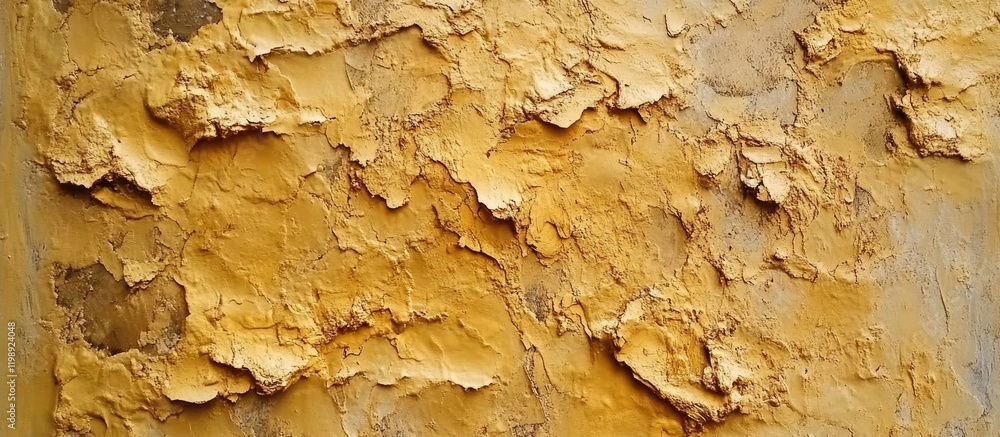 Poster textured yellow wall surface with rough, cracked areas and irregular patterns suitable for backgroun