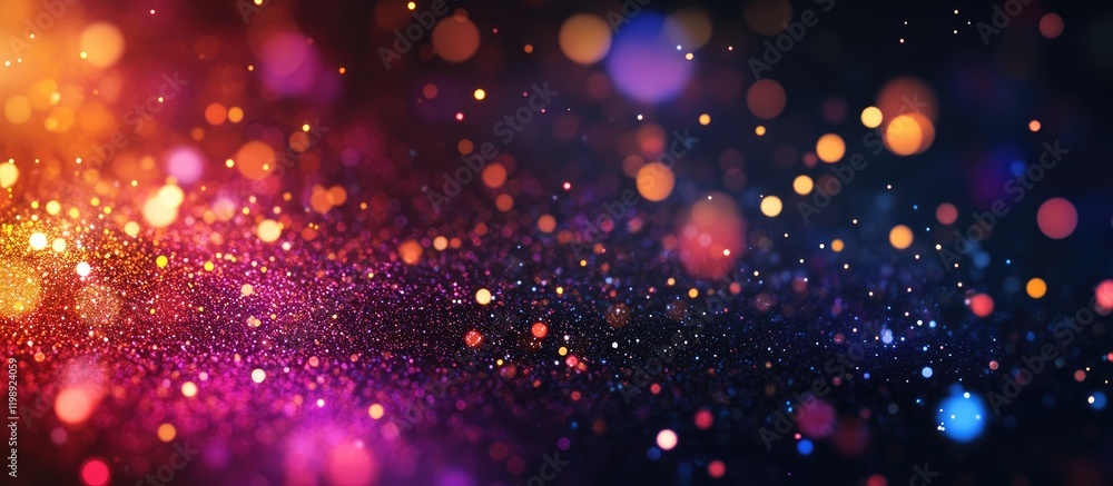Aufkleber colorful bokeh lights on a dark background with copy space for text, abstract digital illustration o