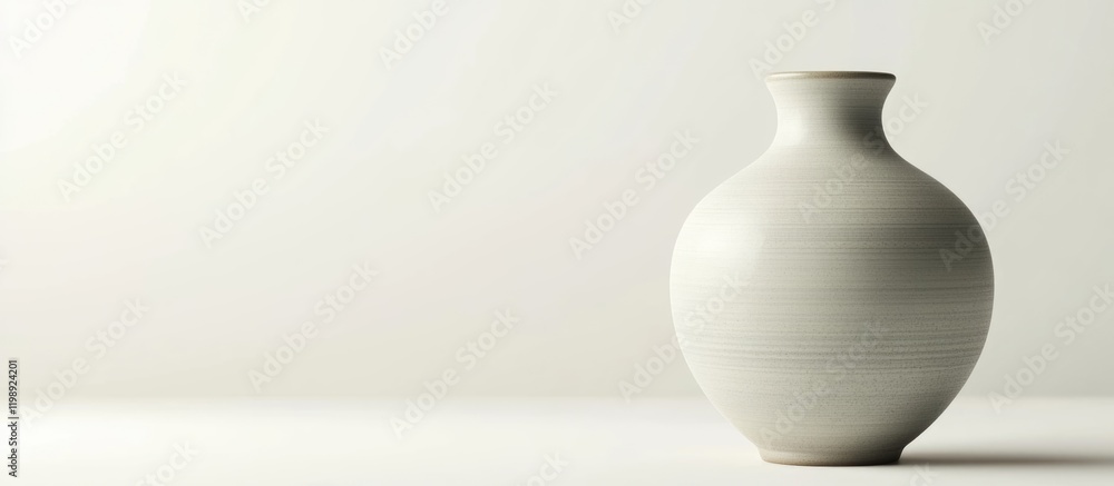 Poster minimalist ceramic vase on a light background with copy space for text placement. simple and elegant
