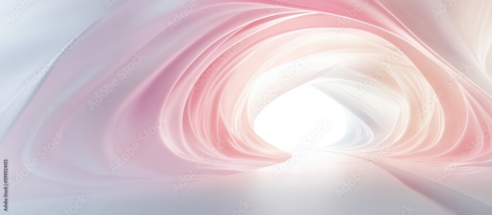 Poster abstract flowing pastel colors forming a tunnel or wave pattern with bright light at the end copy sp