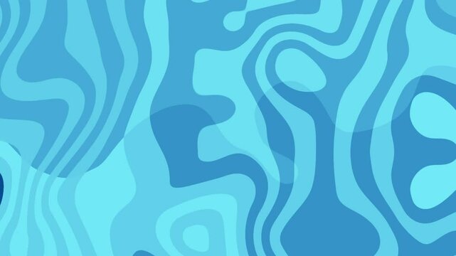 Loopable animation of abstract blue shapes morphing and twirling with a turbulent flow - dynamic movement, fluid, hypnotic effect, ideal for creative backgrounds