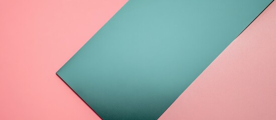 Geometric abstract background with pink and teal color blocks and ample copy space for text insertion