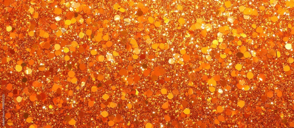 Poster abstract orange glitter background with shimmering particles and copy space for text placement