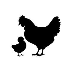 Silhouette of Mother Hen and Chick.
