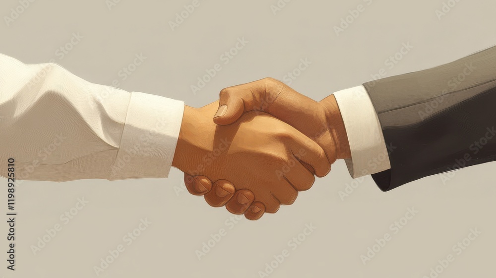 Aufkleber a handshake between a business leader and a team member, emphasizing teamwork and unity