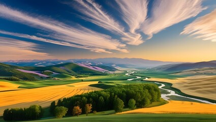 Fototapeta premium sunset over the hills