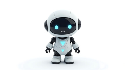 Adorable Futuristic Robot with Bright Blue Eyes and a Sleek White Design in a Digital Illustration