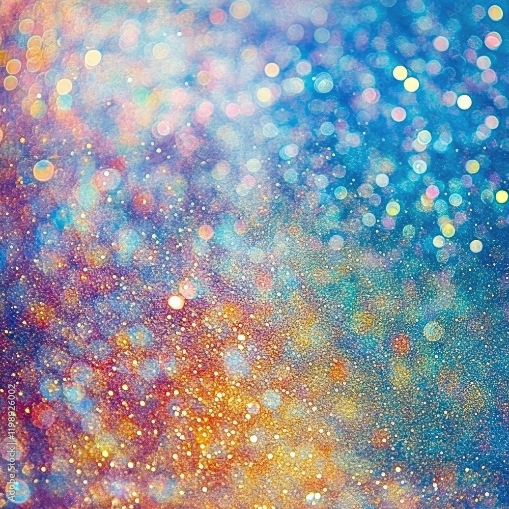 Aufkleber abstract colorful bokeh background with blue orange and yellow tones and copy space for text placeme