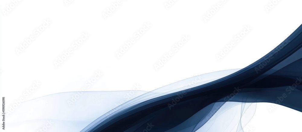 Poster abstract flowing blue wave design on a white background with ample copy space for text placement