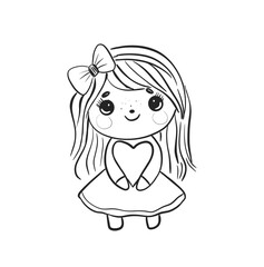 Adorable Little Girl Line Art Drawing for Coloring and Creative Kids Activities