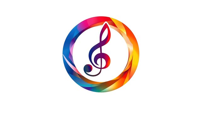 An elegant circular logo showcasing a dynamic musical note, symbolizing the essence of a music school or studio. The logo is designed with fluid lines and harmonious colors, providing a balanced