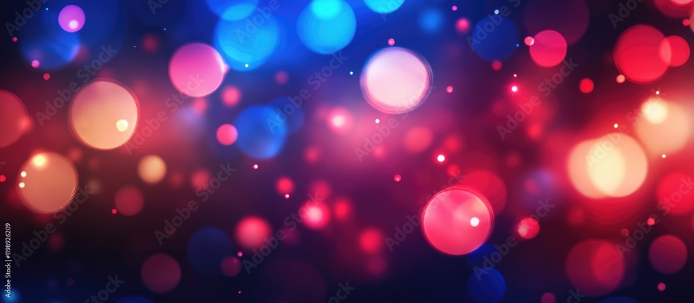 Poster colorful bokeh background with blue red and pink lights creating a festive atmosphere with copy spac