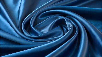 Obraz premium Elegant Deep Blue Satin Fabric with Smooth Folds and Shimmering Texture V1