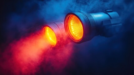 Two stage lights in smoky ambience.