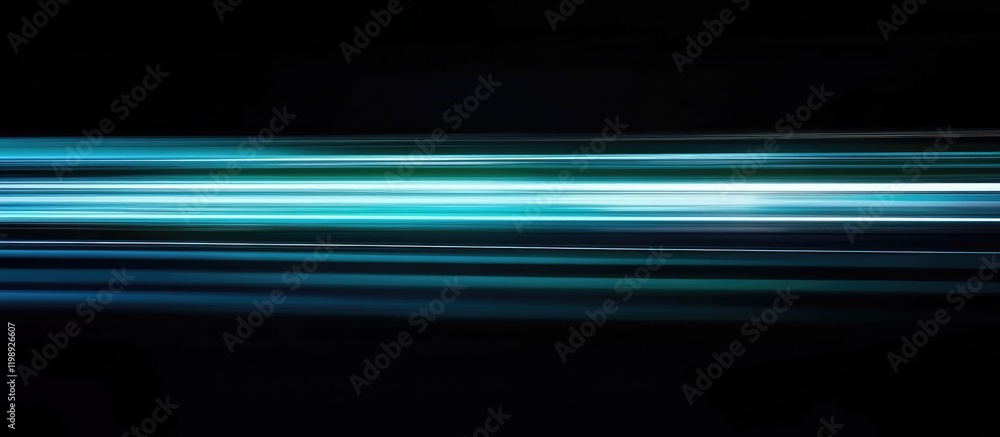 Poster abstract light trails on a dark background with blue and cyan hues providing copy space for text ins
