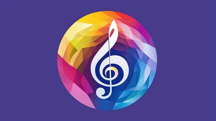 A modern circular logo that elegantly combines a musical note with artistic elements, tailored for a music school or studio. The design boasts a harmonious blend of colors and shapes, reflecting the