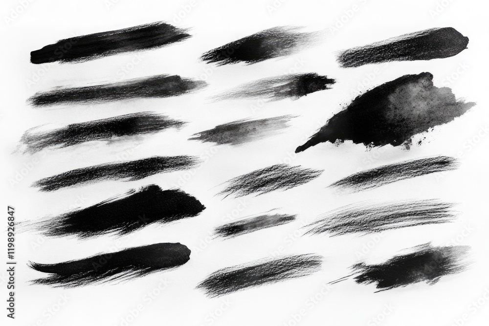 Poster a close-up of black brush strokes on a white background, perfect for use in designs where you need t