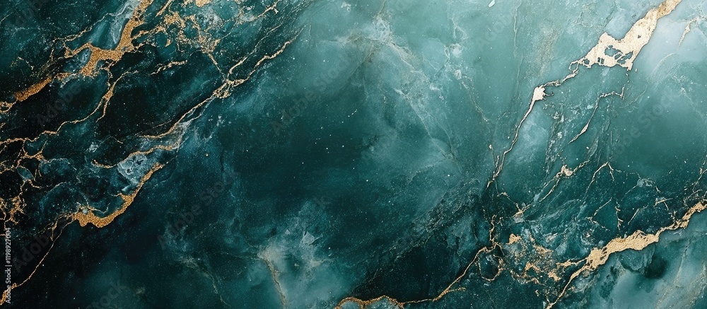 Aufkleber emerald green marble texture with golden veining and natural patterns suitable for background or sur