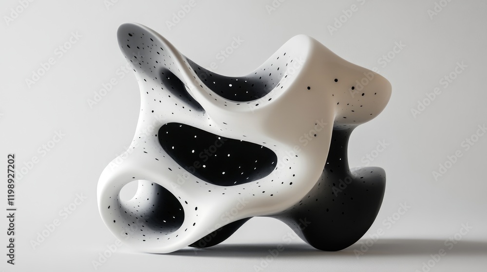 Aufkleber abstract sculpture with smooth curves and a monochrome color scheme of black and white featuring spe