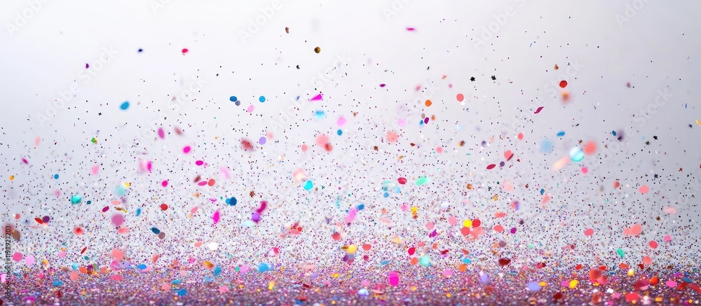 Poster colorful confetti falling in the air creating a festive atmosphere with copy space for text placemen