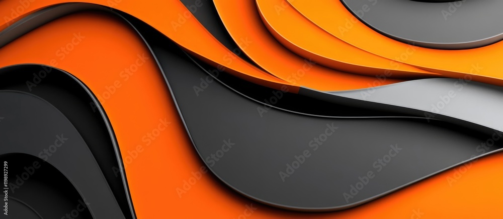 Poster abstract wave pattern in black gray and orange colors with smooth curves and gradients suitable for 
