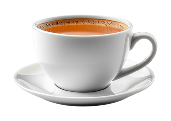 Blank white espresso cup against a white or transparent background