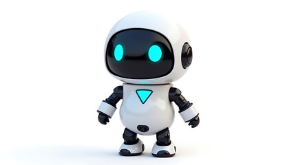Adorable Futuristic Robot with Bright Blue Eyes and a Sleek White Design in a Digital Illustration
