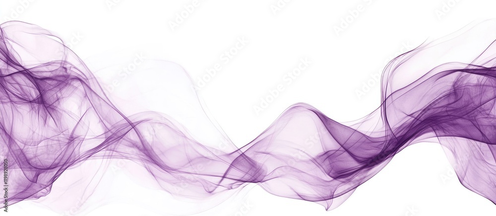 Aufkleber purple smoke wave on a white background with soft flowing lines and copy space for text placement