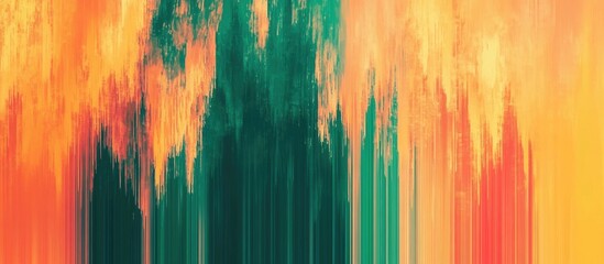 Colorful abstract background with vertical lines and blended hues of orange, green, and teal featuring ample copy space for text placement