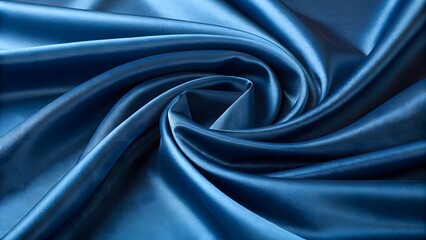 Obraz premium Elegant Deep Blue Satin Fabric with Smooth Folds and Shimmering Texture V4