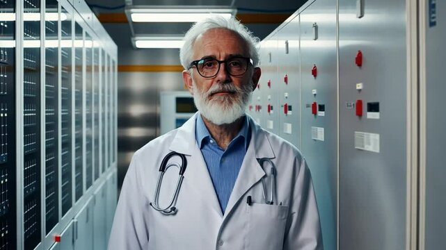 An elderly scientist develops renewable energy storage solutions, ensuring a reliable supply of clean energy for future generations