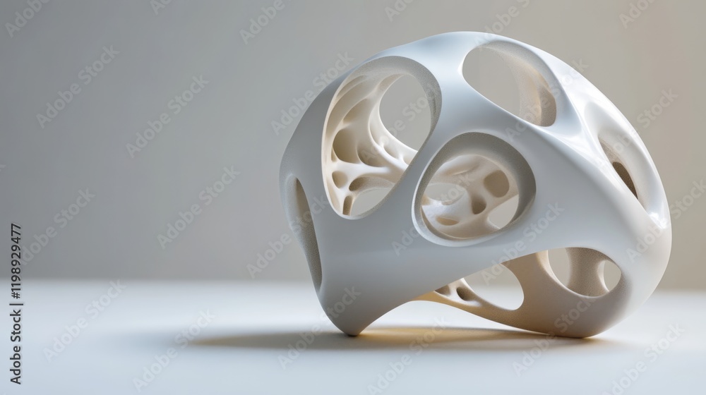 Poster modern 3d abstract white sculpture with cut-out design placed on a light background showcasing copy 