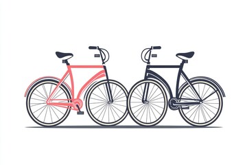 Fototapeta premium Two bicycles parked side by side, ready for use