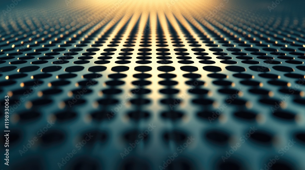 Poster abstract close-up of perforated metal surface with circular holes creating a gradient effect and amp